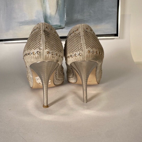 Women elegant hand made leather silver shoes SIZE 38 - Picture 8 of 13